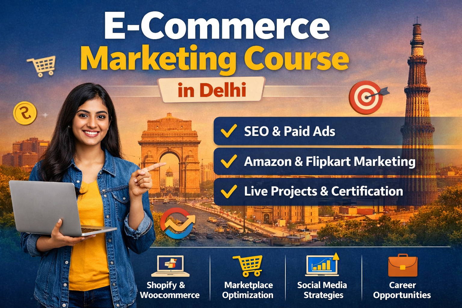 E-Commerce Marketing Course in Delhi with SEO, Paid Ads, Amazon and Shopify Training