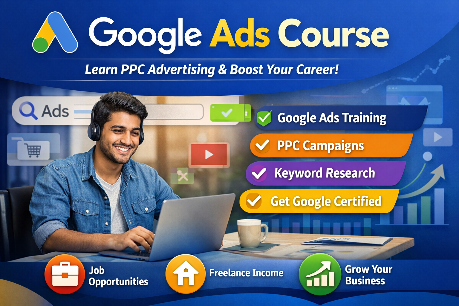 Google Ads course training with practical PPC advertising and certification